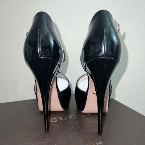 Gucci Black Patent Leather Vernice Crystal/Napa Charlott Nero Size IT 36, US 6. - Picture 5 of 16